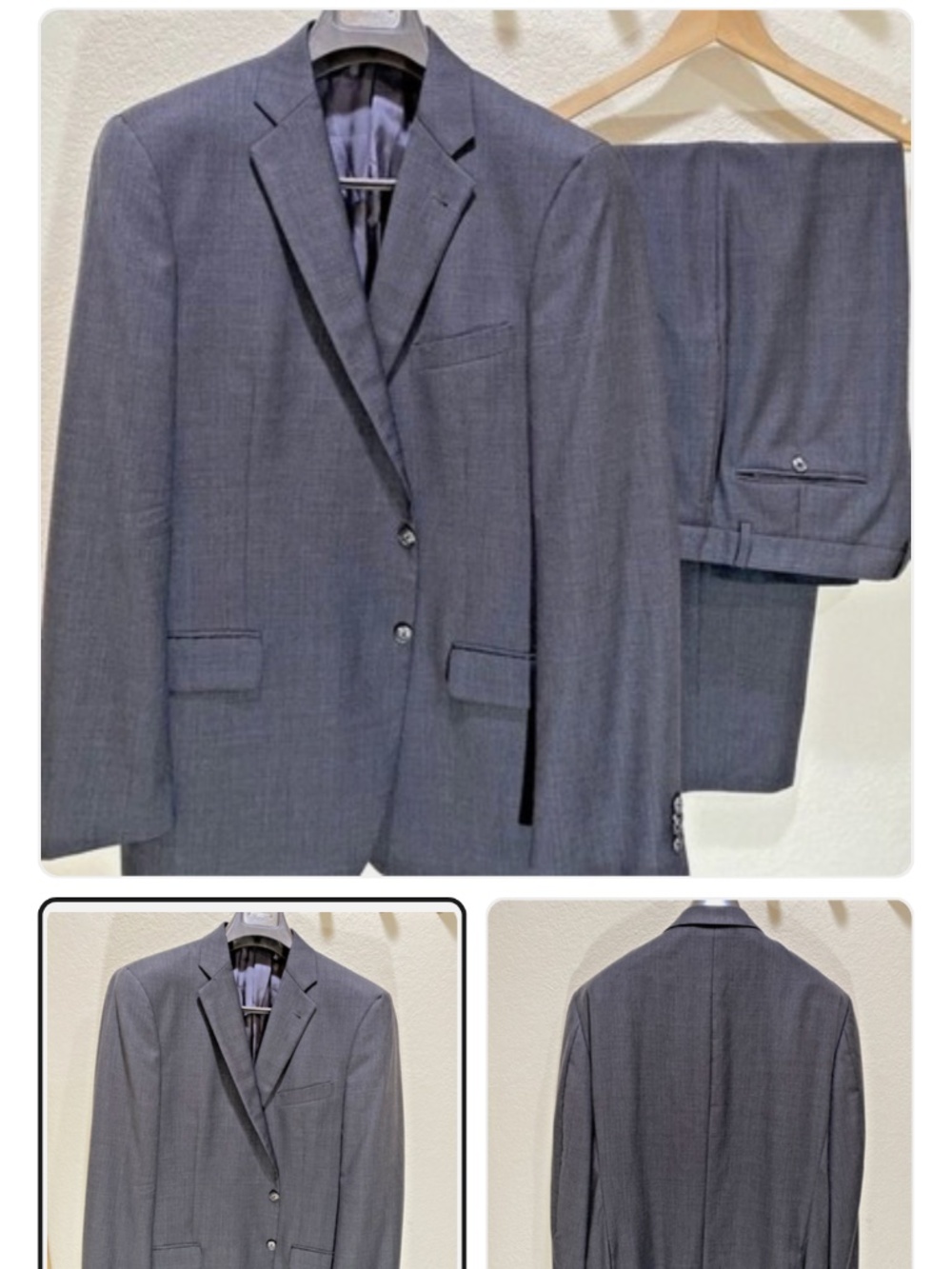 Joseph Abboud Loro Piana 2 Piece suit 46L 38x32 Charcoal Subtle windowpane soft